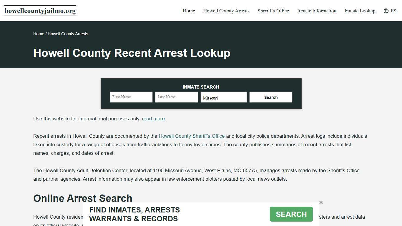 Howell County, MO Arrests, Active Warrant Search